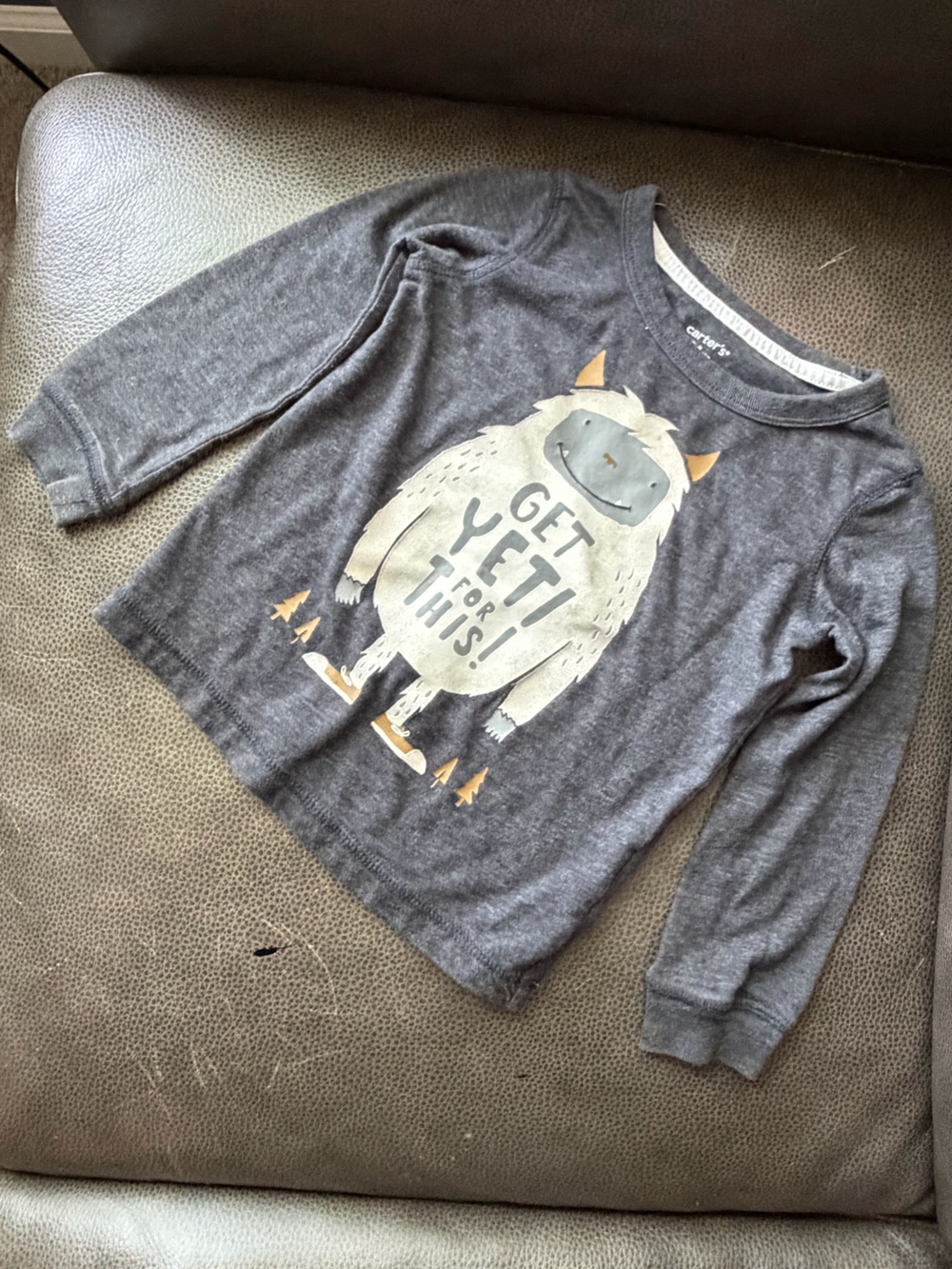 Carter's Heather Gray Long-Sleeve Shirt with Yeti Graphic